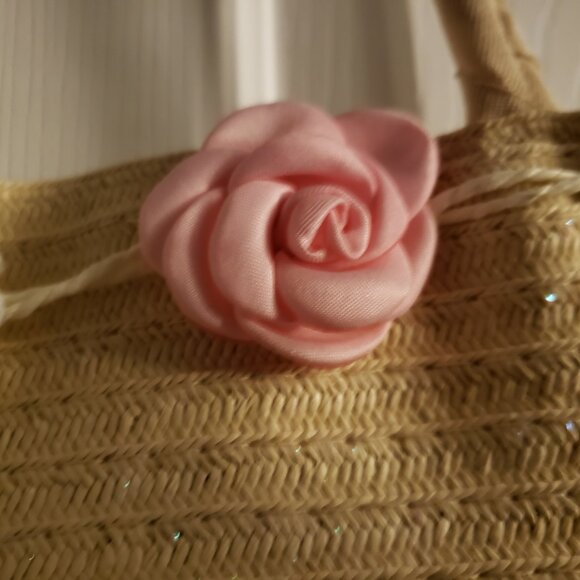 Cute Flower Floral Purse Bag Pink Rose White Daisy Little Flower Girl Sparkly - Picture 4 of 14